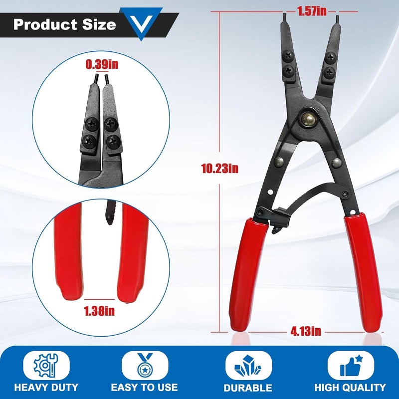 Popbee 38700 Spindle Snap Ring Pliers, Internal External Heavy Duty Plier Circlip Installation Removal Red Automotive Tool Kit for Ford Pickups 2007 and Newer with Ratcheting Lock Mechanism - Image 2